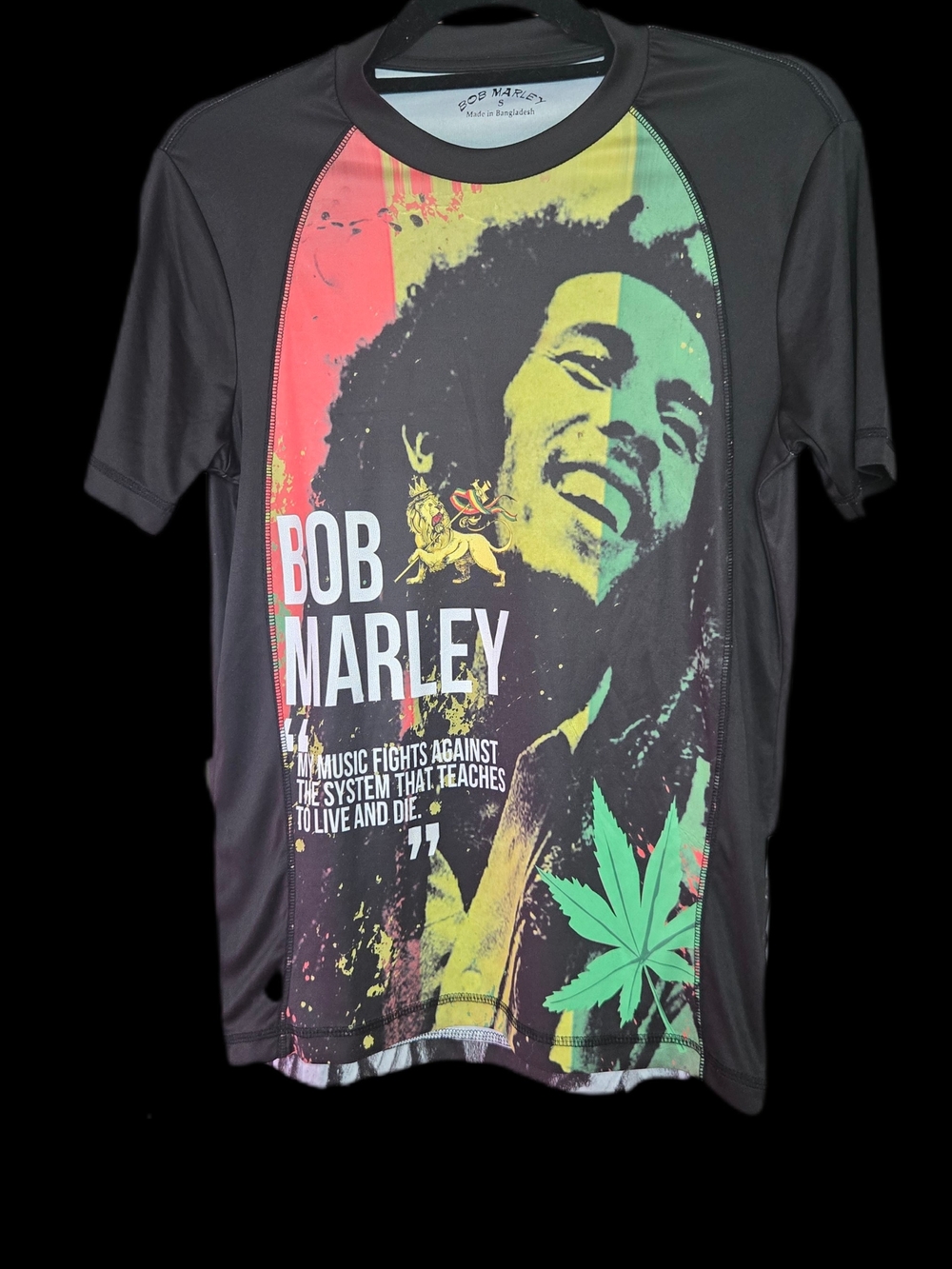 🌿 Bob Marley All-Over Print Sublimation Tee | Double Sided | Size S